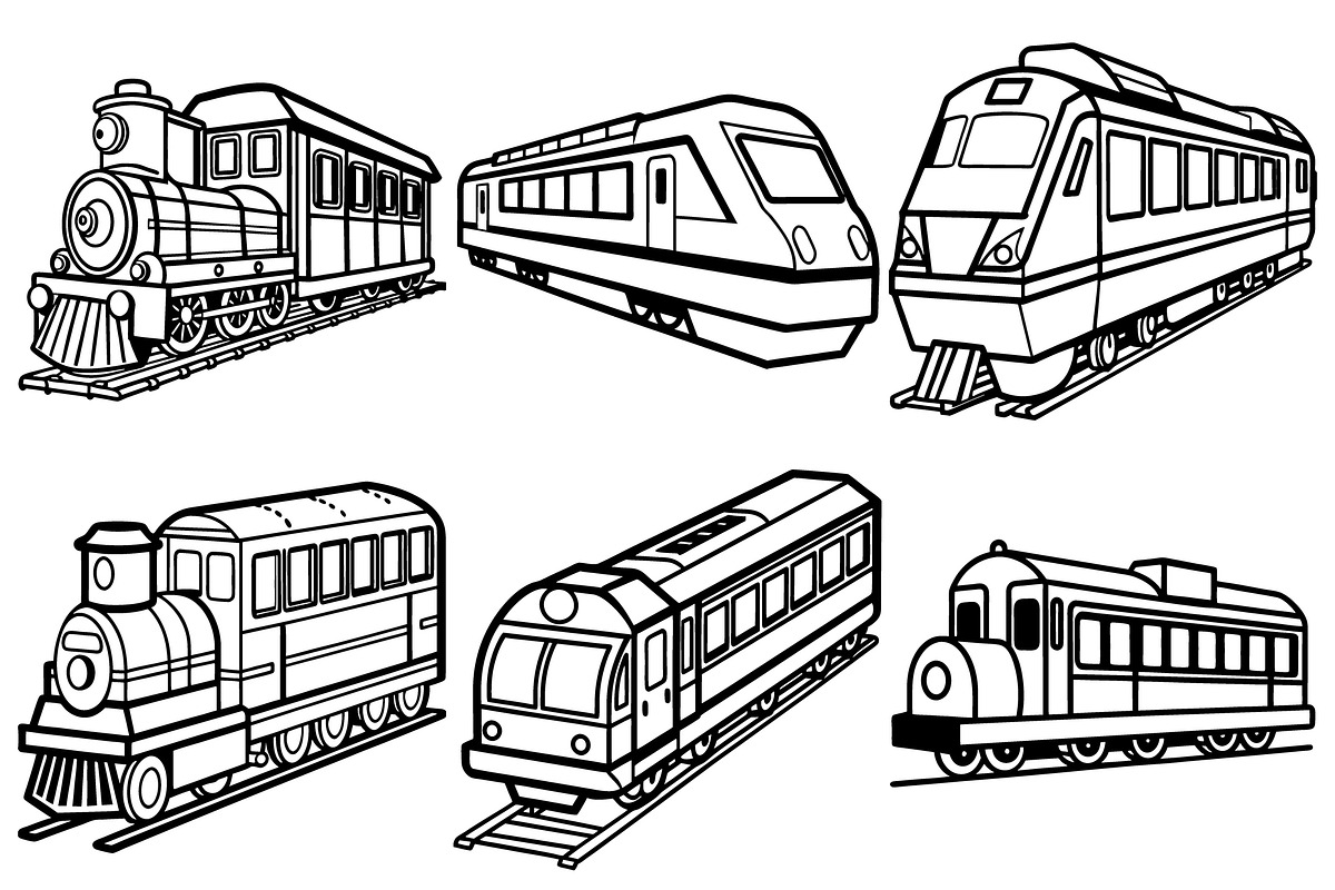 variety of differently styled train, an Object Graphic by Billah Hub