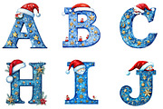 Blue Christmas Alphabet Clipart, a Seasonal Illustration by Designking (Thumbnail 2 of 4)