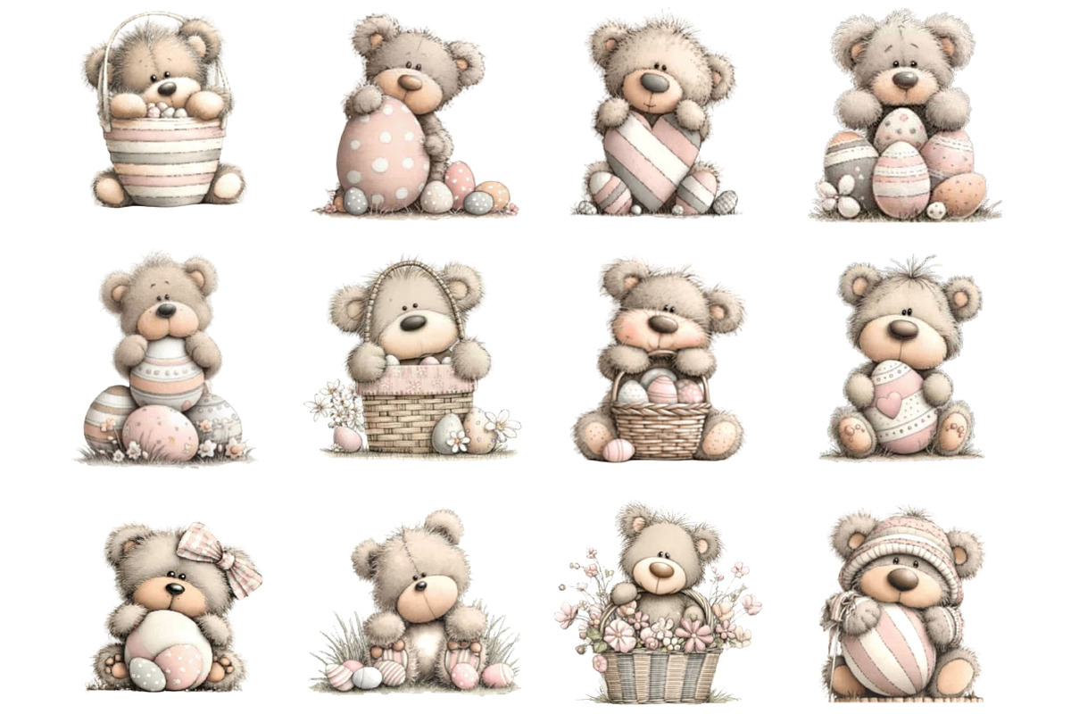 Whimsical Easter Peeking Teddy Bear, an Illustration by Designking (Photo 3 of 5)