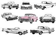 Classic American Vintage Car Drawing, an Illustration by Doggy Days (Thumbnail 1 of 9)