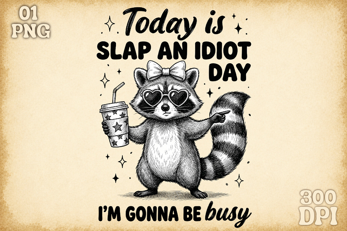 Funny Raccoon PNG Sublimation Bundle, an Object Illustration by Sublimation Artist (Photo 8 of 23)