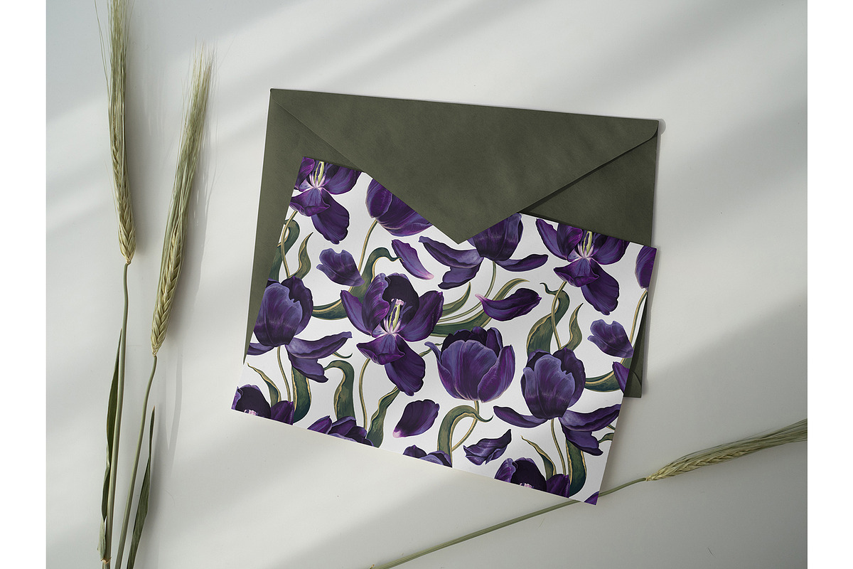 Black Tulips Seamless Pattern, a Pattern Graphic by MarynaPetrovska (Photo 13 of 19)