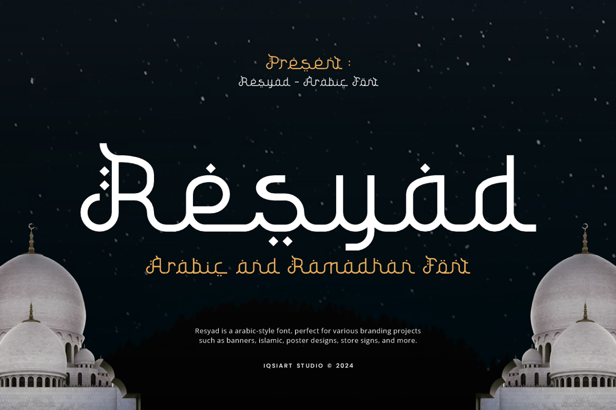 Resyad - Arabic Ramadhan Font, a Sans Serif Font by Iqsiart Studio (Photo 1 of 7)