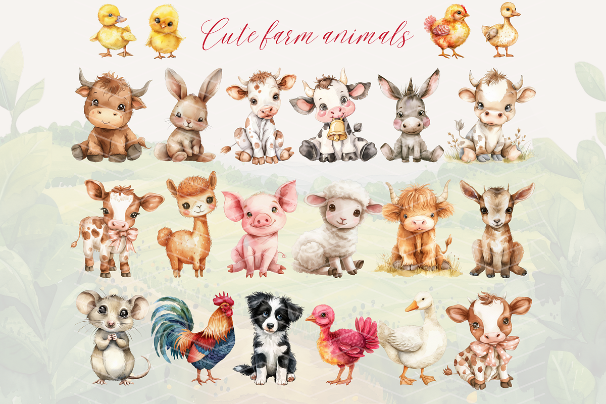 Cute Farm Animals Clipart, an Animal Illustration by ClipArtCharm (Photo 2 of 5)