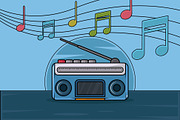 Retro Radio vector illustration, a Decorative Illustration by zyxroun shop (Thumbnail 1 of 3)