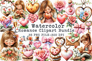 Watercolor Romance Clipart Bundle, an Illustration by Libby Wishes