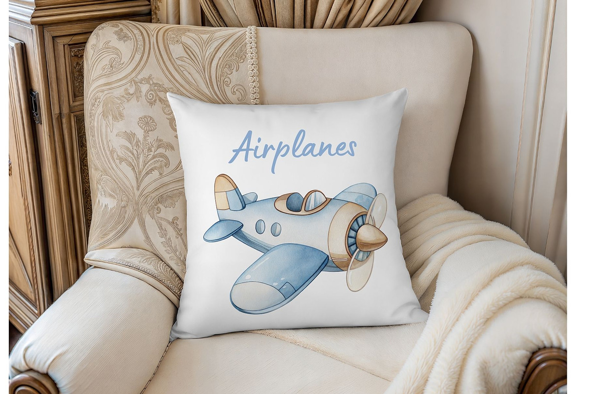 Air Transport Watercolor Clipart Set, an Illustration by MockupWizard (Photo 5 of 5)
