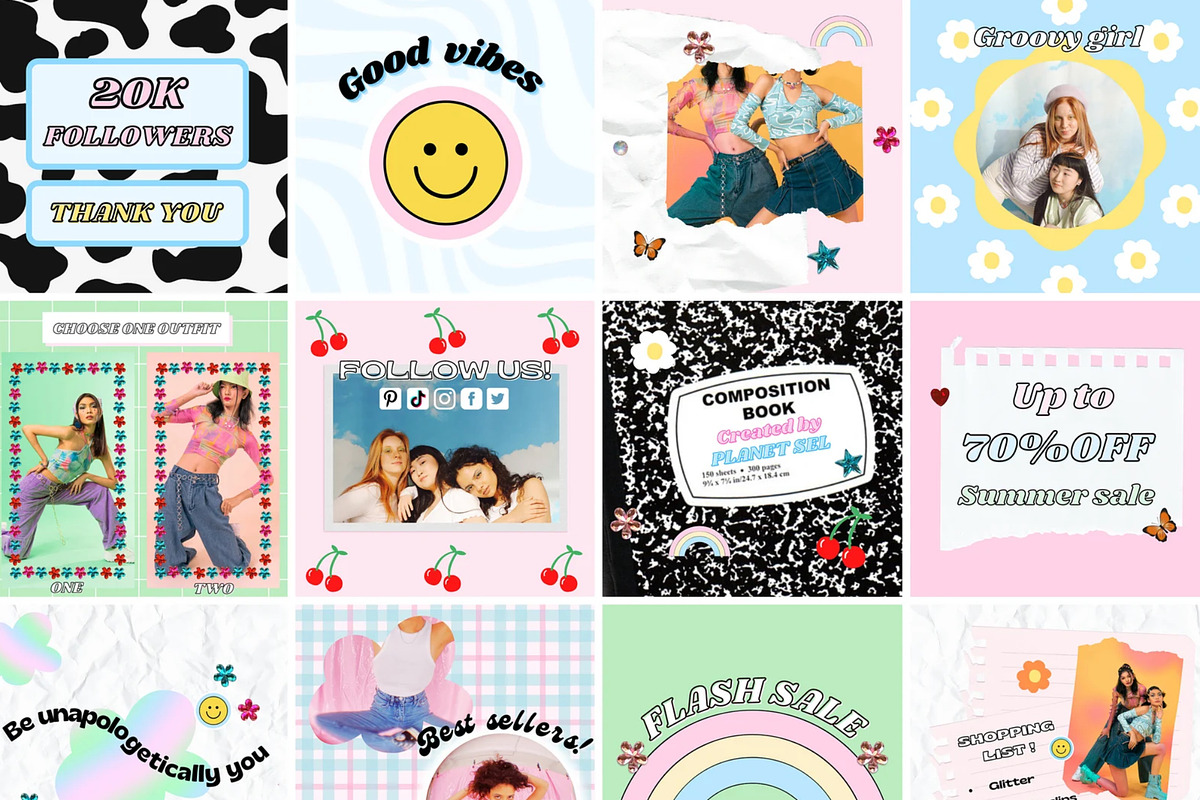 90s & Y2K Aesthetic IG Templates, a Social Media Template by PLANETSEL (Photo 3 of 5)