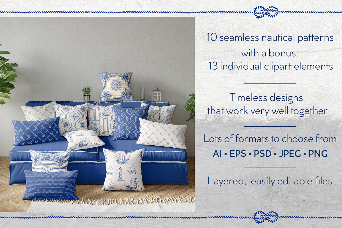 Vintage Nautical Pattern Bundle, a Pattern Graphic by PATTERNS etc. (Photo 3 of 7)