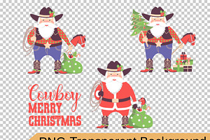 Cowboy Santa Sublimation PNG, JPG