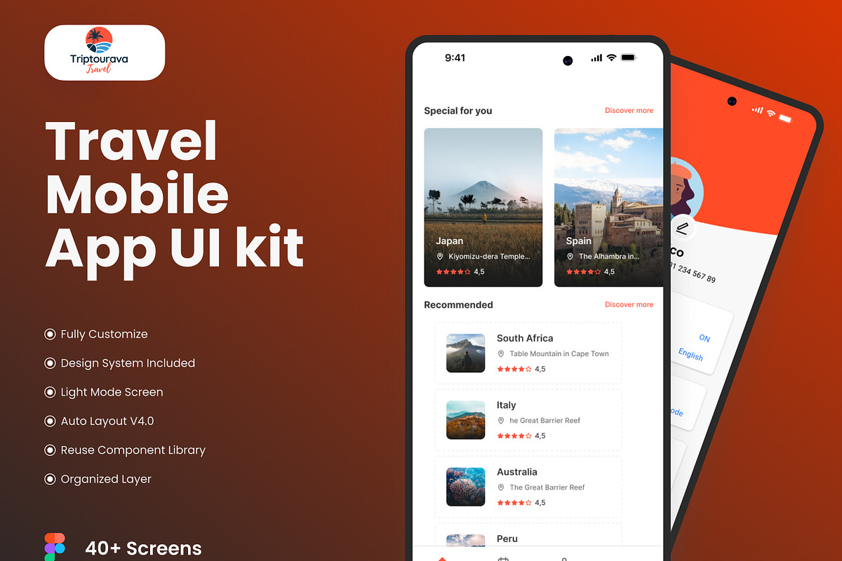 Trip Tourava  - Travel App UI Kit, an UI Kit Template by piyush608 (Photo 4 of 7)