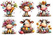 Watercolor Easter Funny Cow Clipart, an Illustration by Daily.Designs (Thumbnail 3 of 7)