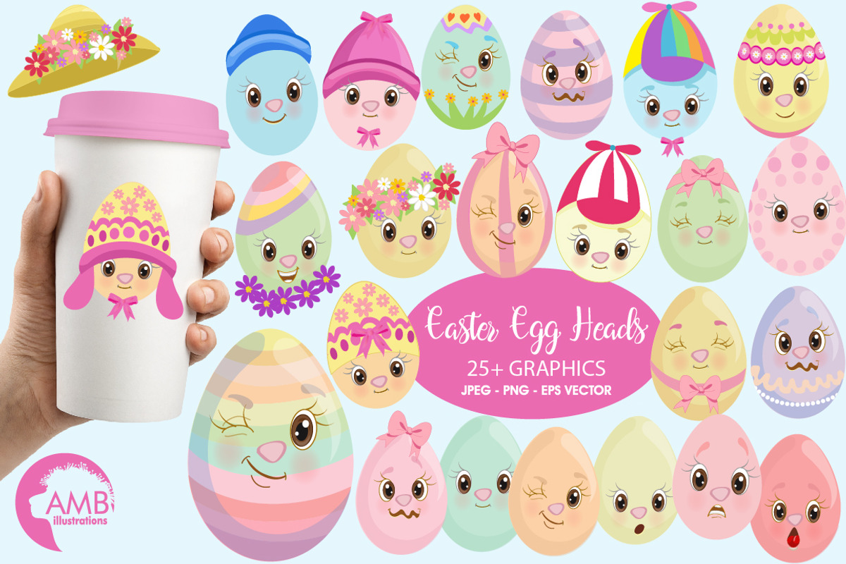 Easter Egg Clipart, Emoji, AMB-1168, an Illustration by AMBillustrations (Photo 1 of 5)