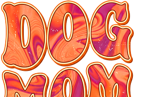 Dog Mom Retro Marble Typography