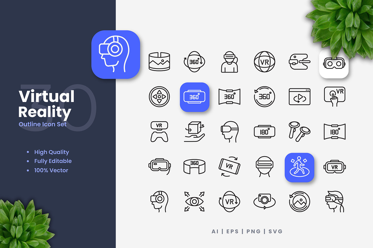 Virtual Reality Outline Icons, an Outline Icon by Upnowgraphic