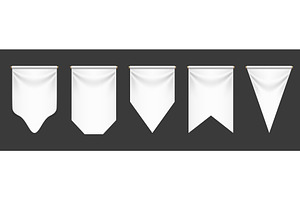 White pennant flags. 3D blank, an Object Illustration by Frogella