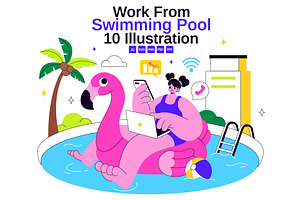 10 Work from Swimming Pool, a Person Illustration by denayunebgt