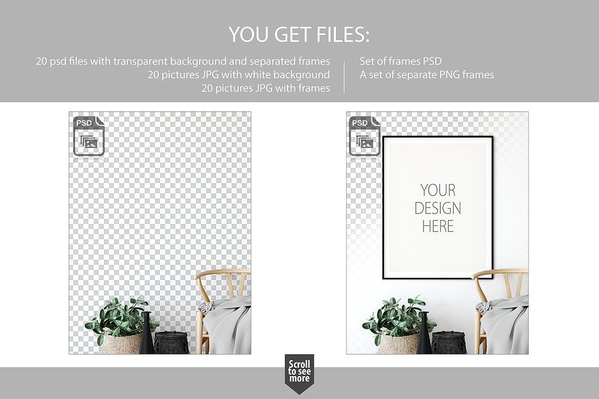 Frames & Walls Scandinavian Bundle, a Household Mockup by Yuri-U (Photo 4 of 38)