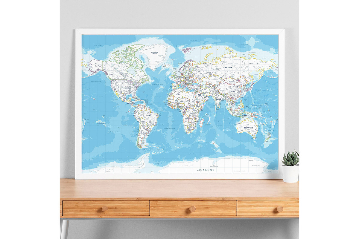 Vector World Map - Large&Detailed, a Decorative Illustration by PorcuPen Works (Photo 9 of 9)
