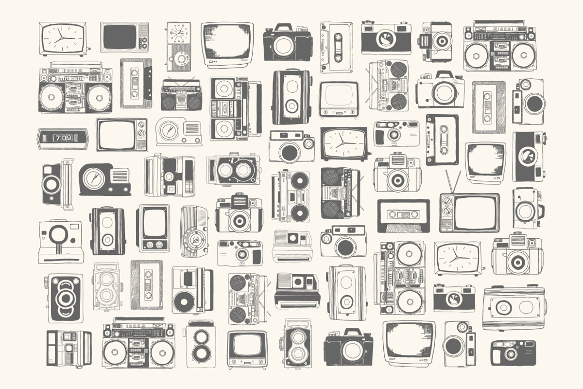50 hand drawn vector vintage gadgets, an Education Illustration by Storyteller Imagery (Photo 2 of 5)