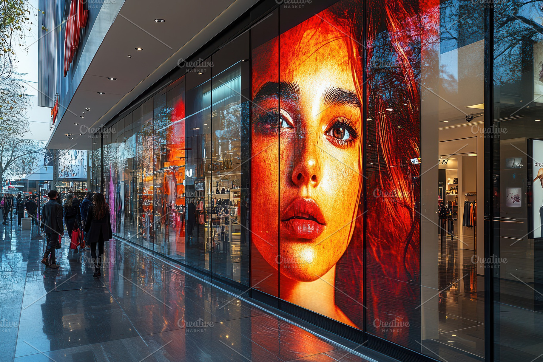 Large storefront display featuring v, a Photo by Tanuart
