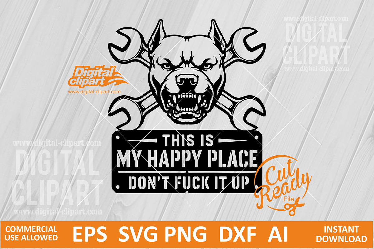 Pit Bull Happy Place SVG, an Object Graphic by Digital-Clipart