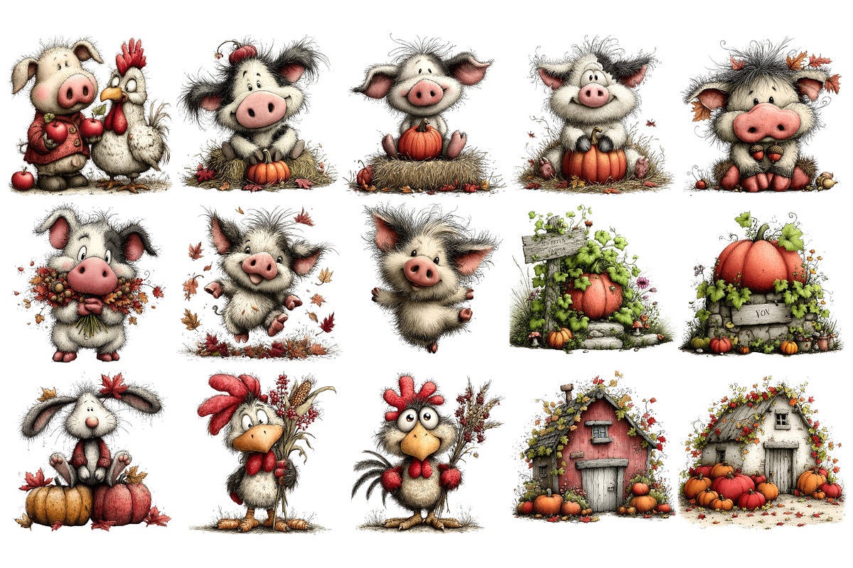 Autumn Farm PNG Clipart Bundle, a Seasonal Illustration by Nicolle's Colorful Art (Photo 6 of 7)