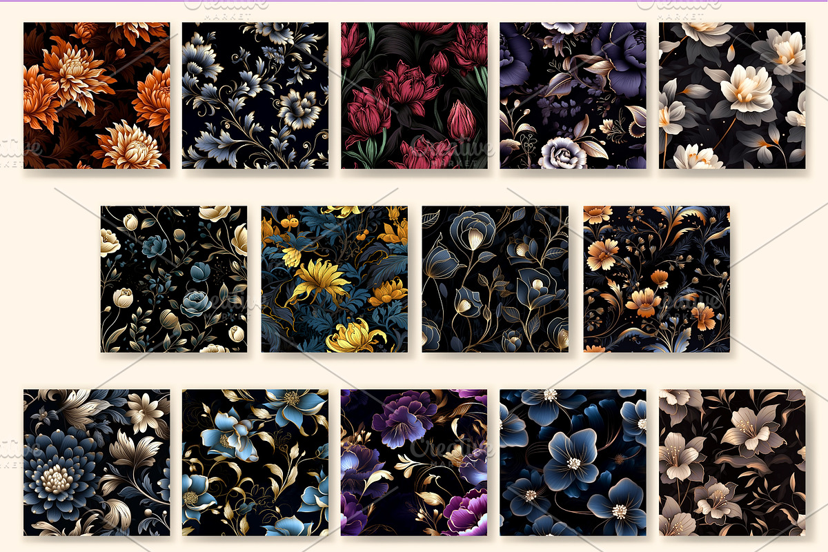 Floral Seamless Patterns 12., a Pattern Graphic by KENO Mascots (Photo 3 of 10)
