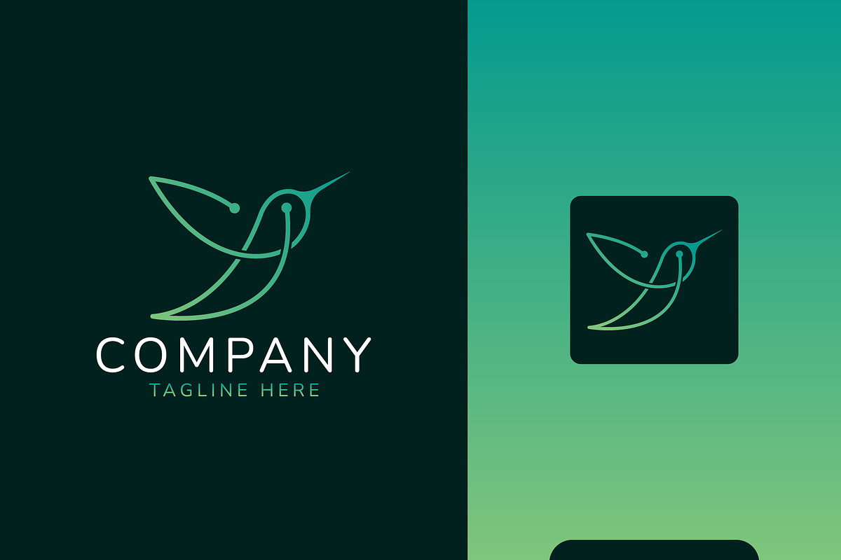 hummingbird tech modern minimal logo, a Branding & Logo Template by Your Choice Art