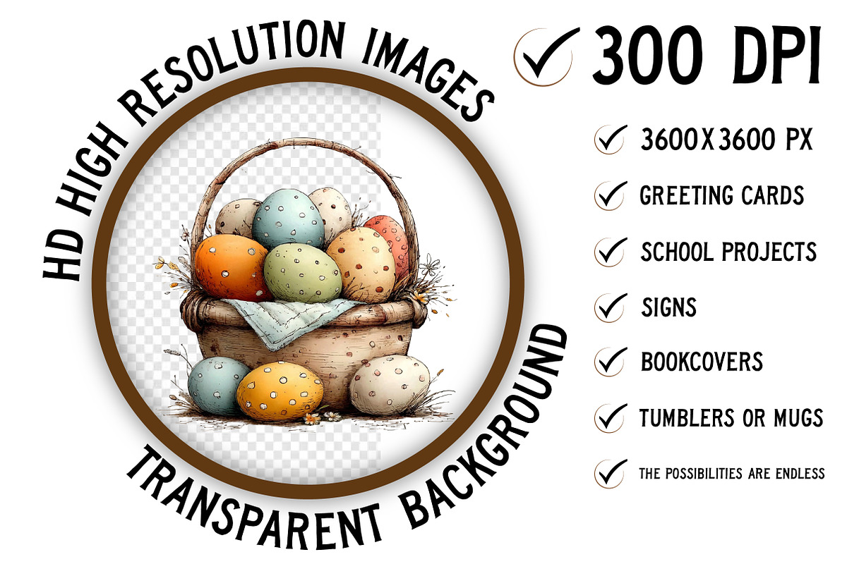 Easter Eggs Basket Clipart Png, an Illustration by Craft Nest (Photo 2 of 11)