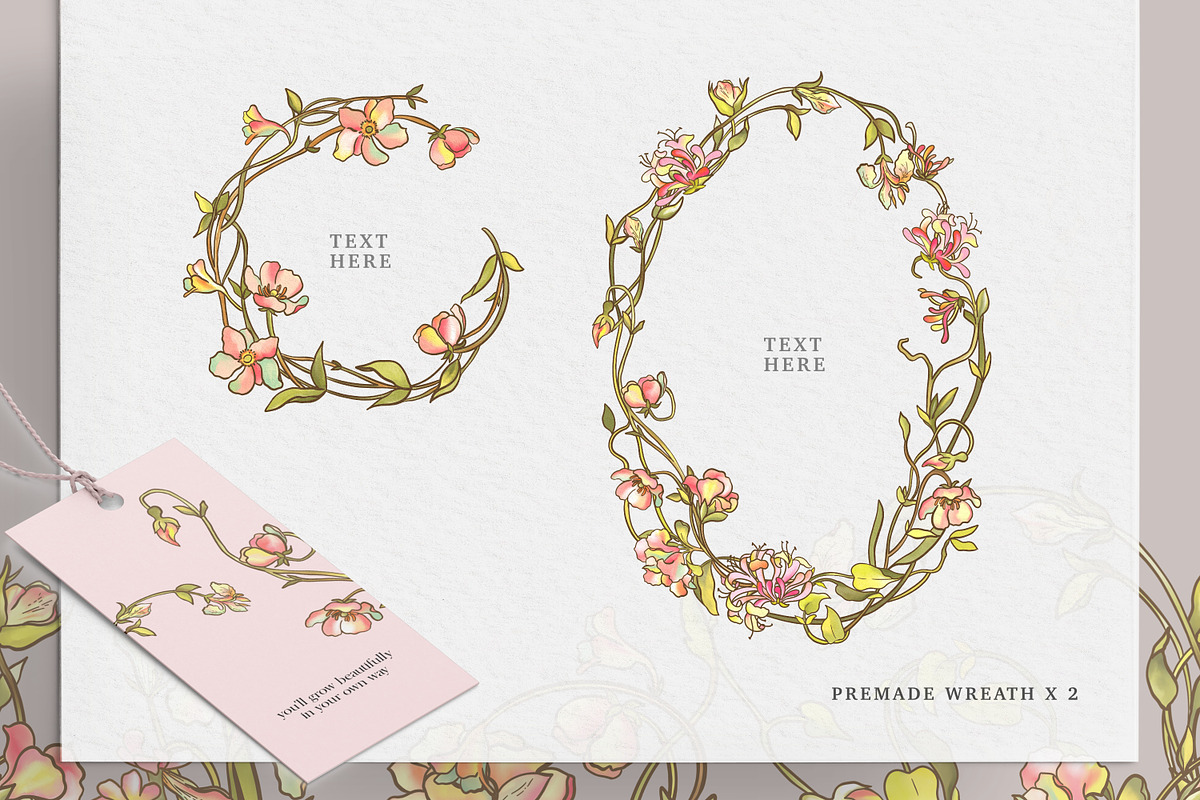 French Floral Art Nouveau Flower, a Decorative Illustration by Rachel Art Studio (Photo 6 of 8)