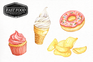 Fastfood Watercolor Clipart