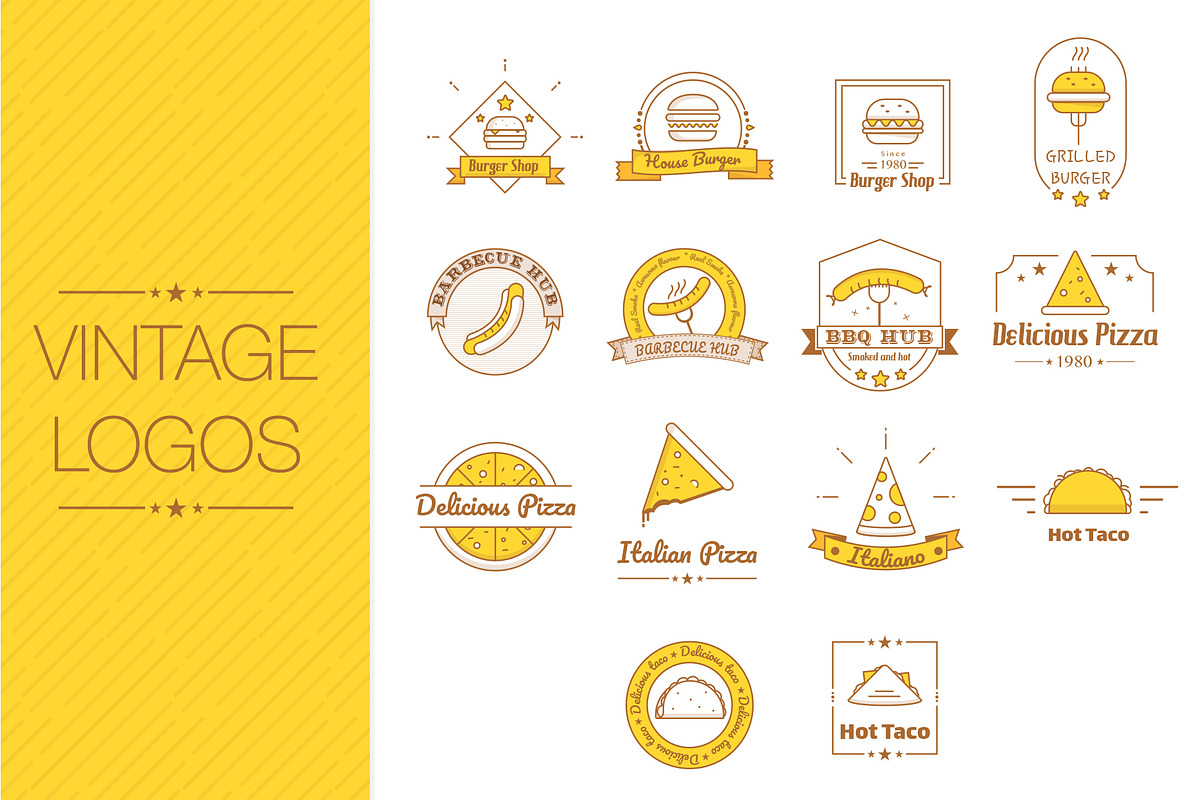 Over 70 Various Logos for Fast Food, a Branding & Logo Template by UX Monster (Photo 11 of 13)
