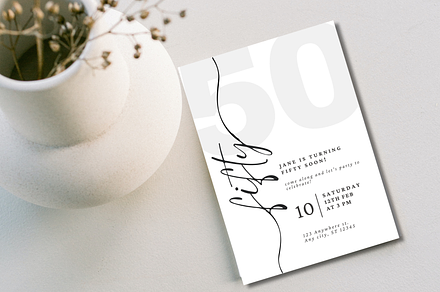 50th BIRTHDAY PARTY INVITATION CARD, an Invitation Template by TheSimplySereneShop