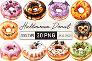 Donut Clipart Halloween Donut PNG, an Illustration by Black Bird Studio (Thumbnail 1 of 4)