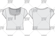 Capped Sleeve Henley Fashion Flat, a Shirt Mockup by haydenwentworth (Thumbnail 1 of 3)