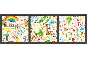 set of seamless children's, an Animal Illustration by Nenahliadava Design