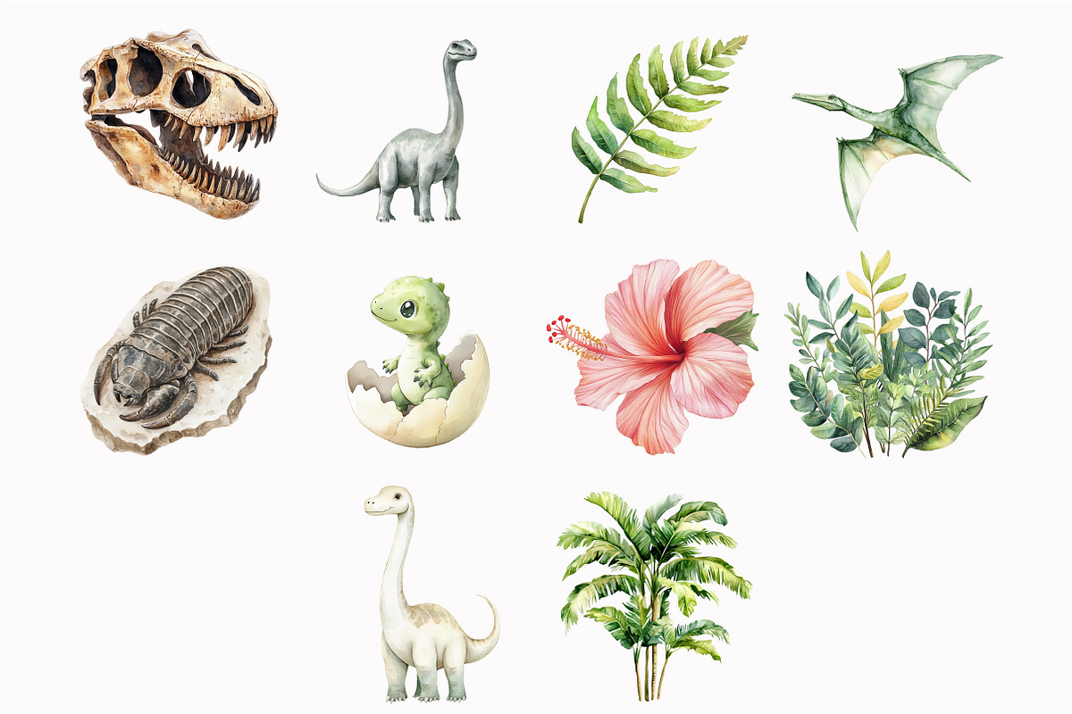 Watercolor Dinosaur World Clipart, an Illustration by Design Market (Photo 5 of 5)