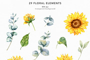 Sunflower Watercolor Hand Drawn, a Seasonal Illustration by CaraulanStore (Thumbnail 9 of 10)