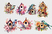 Watercolor Spring Bird Feeder Clipar, an Animal Illustration by Colorsfav (Thumbnail 2 of 5)