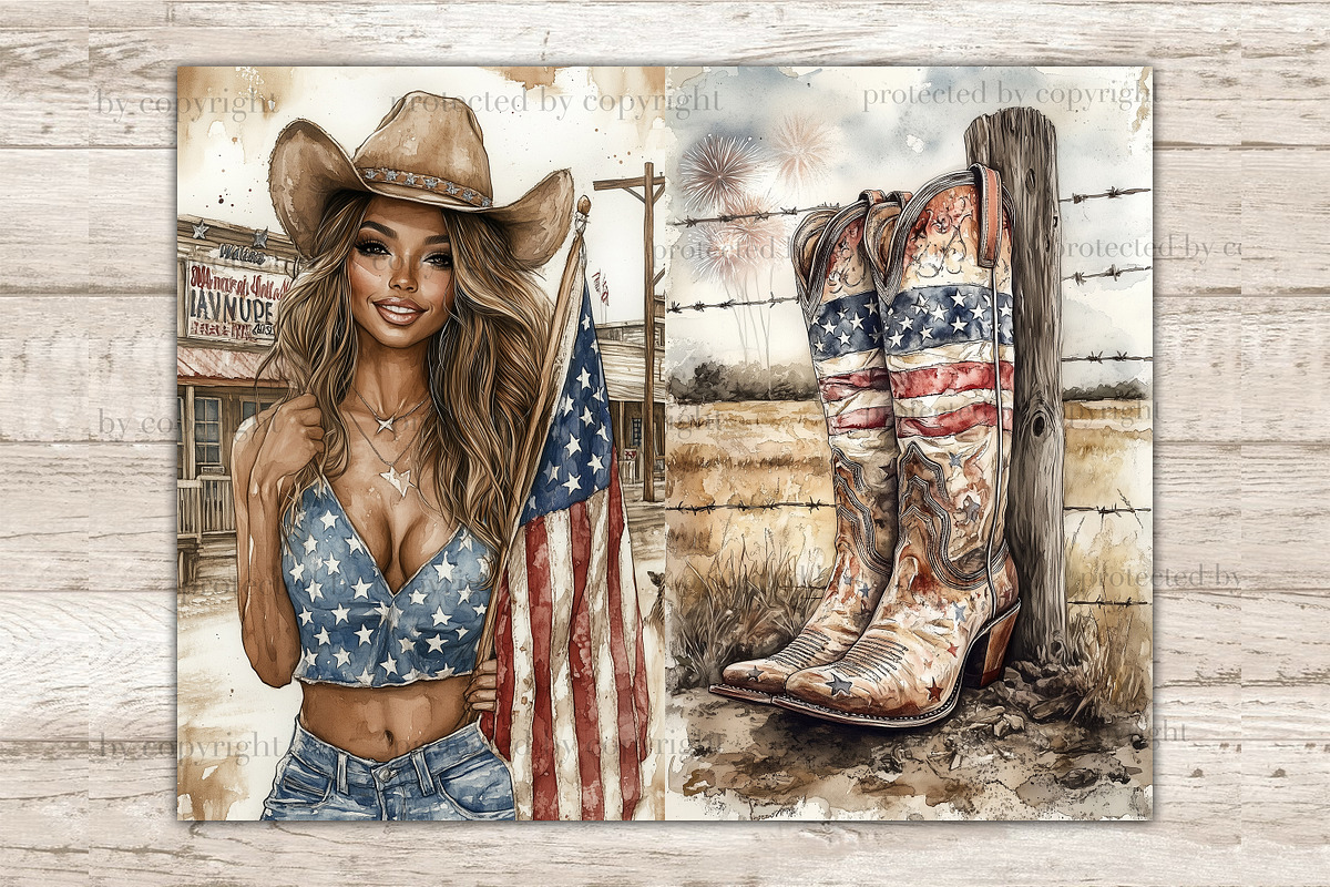 Fourth of July Junk Journal Page, a Person Illustration by GlamArtZhanna (Photo 9 of 10)