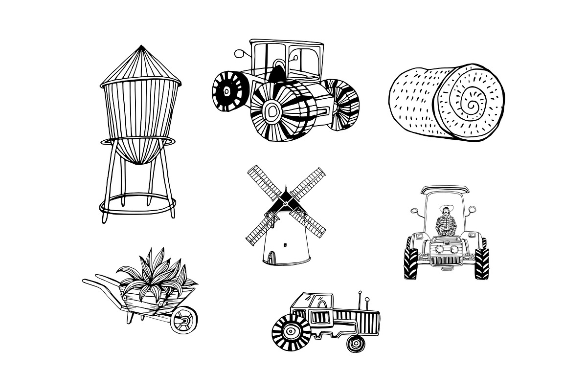 Farm Clipart SVG Hand Drawn Market, a Decorative Illustration by Anada Arty (Photo 9 of 10)