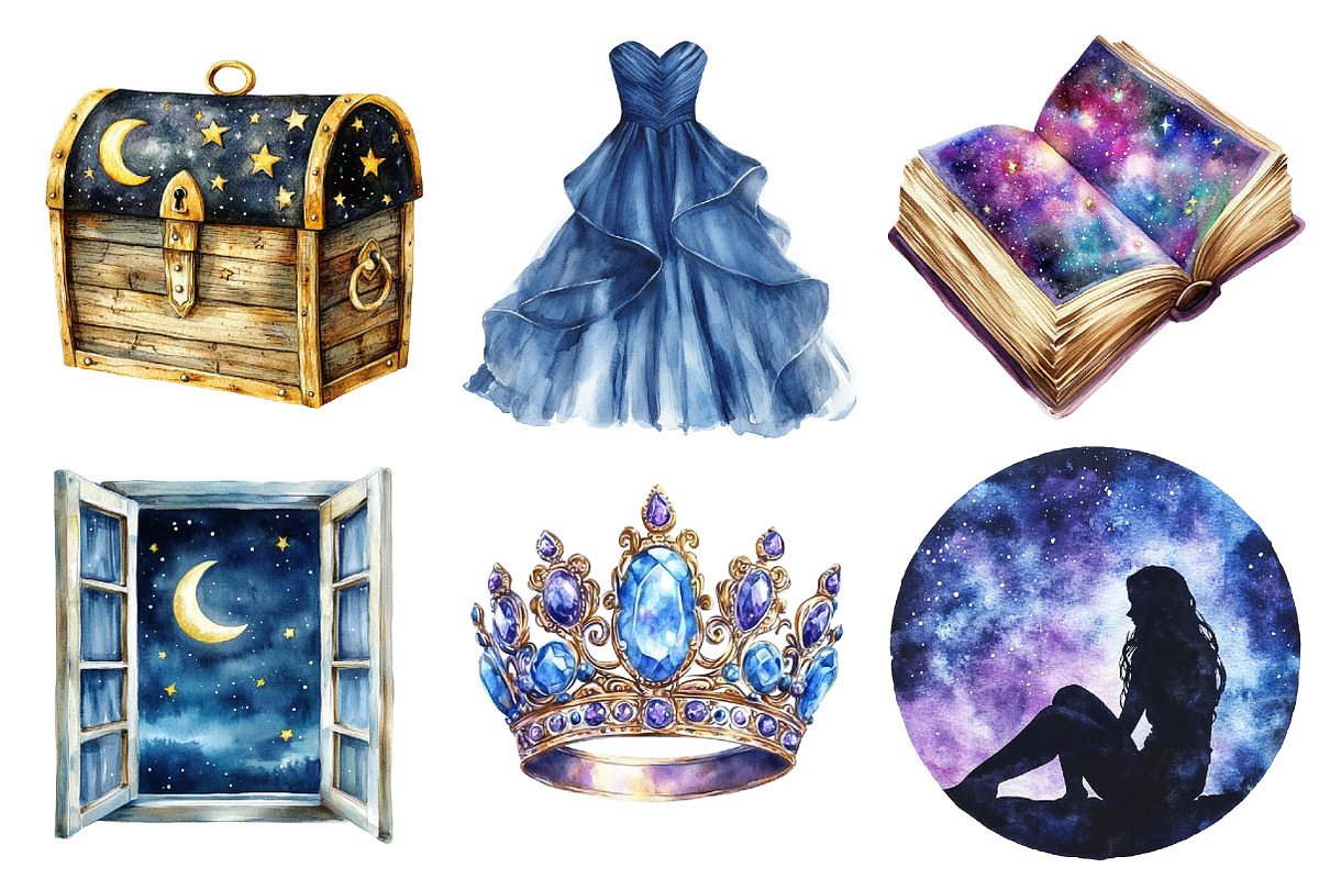 Watercolor Lunar Story Clipart, an Illustration by CitraGraphics (Photo 3 of 5)