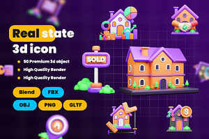 Real State 3d Illustration Icon Pack