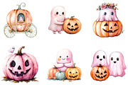 Cute Pink Ghost Pumpkin Halloween B, an Illustration by DreamArtGraphic (Thumbnail 3 of 5)