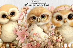 Funny Spring Owl Clipart, a Seasonal Illustration by Rose Art