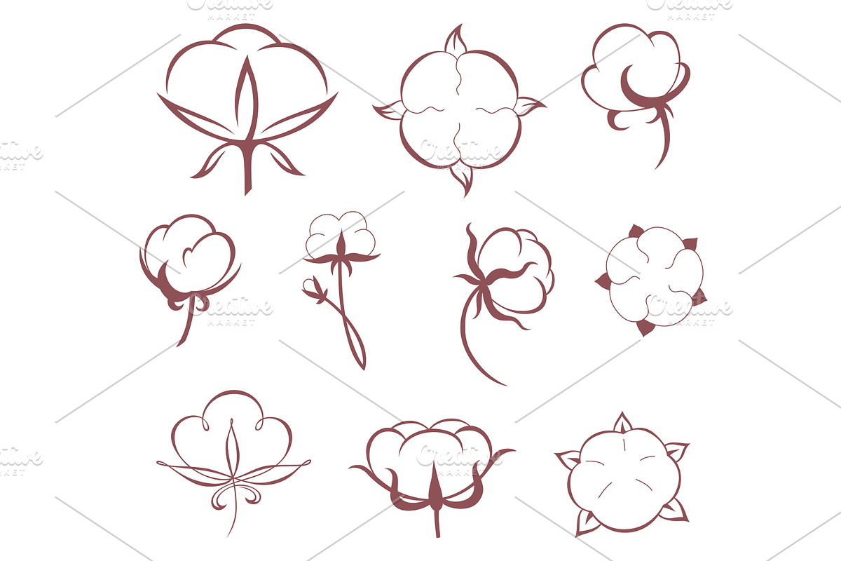 Cotton icons. Collection symbol of, an Object Illustration by the8monkey