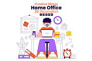 10 Creative Messy Home Office, a Person Illustration by denayunebgt (Thumbnail 1 of 4)