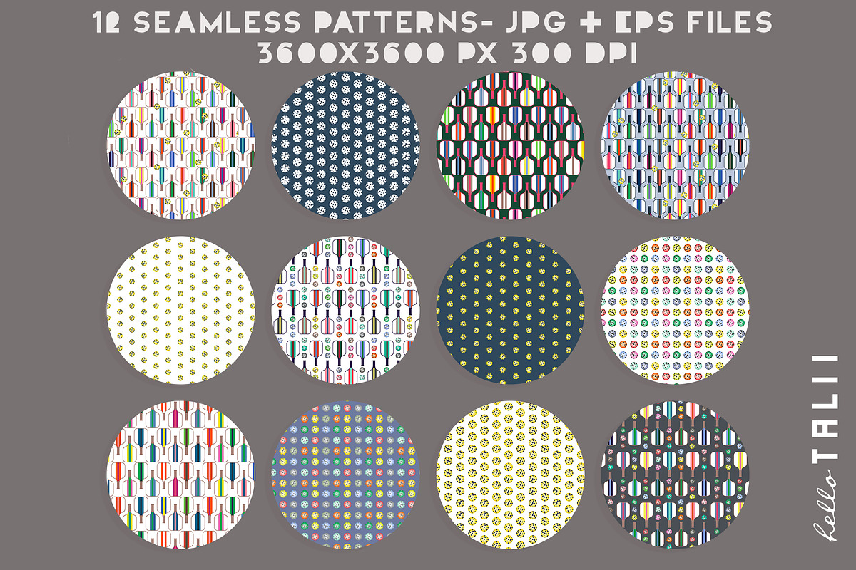 PICKLEBALL VECTOR BUNDLE, a Pattern Graphic by Hello Talii (Photo 4 of 7)