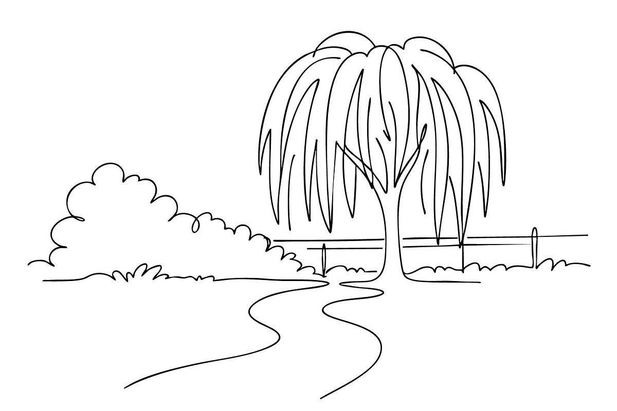 Spring landscape sketch. Line tree, an Object Illustration by Sketching (Photo 4 of 4)